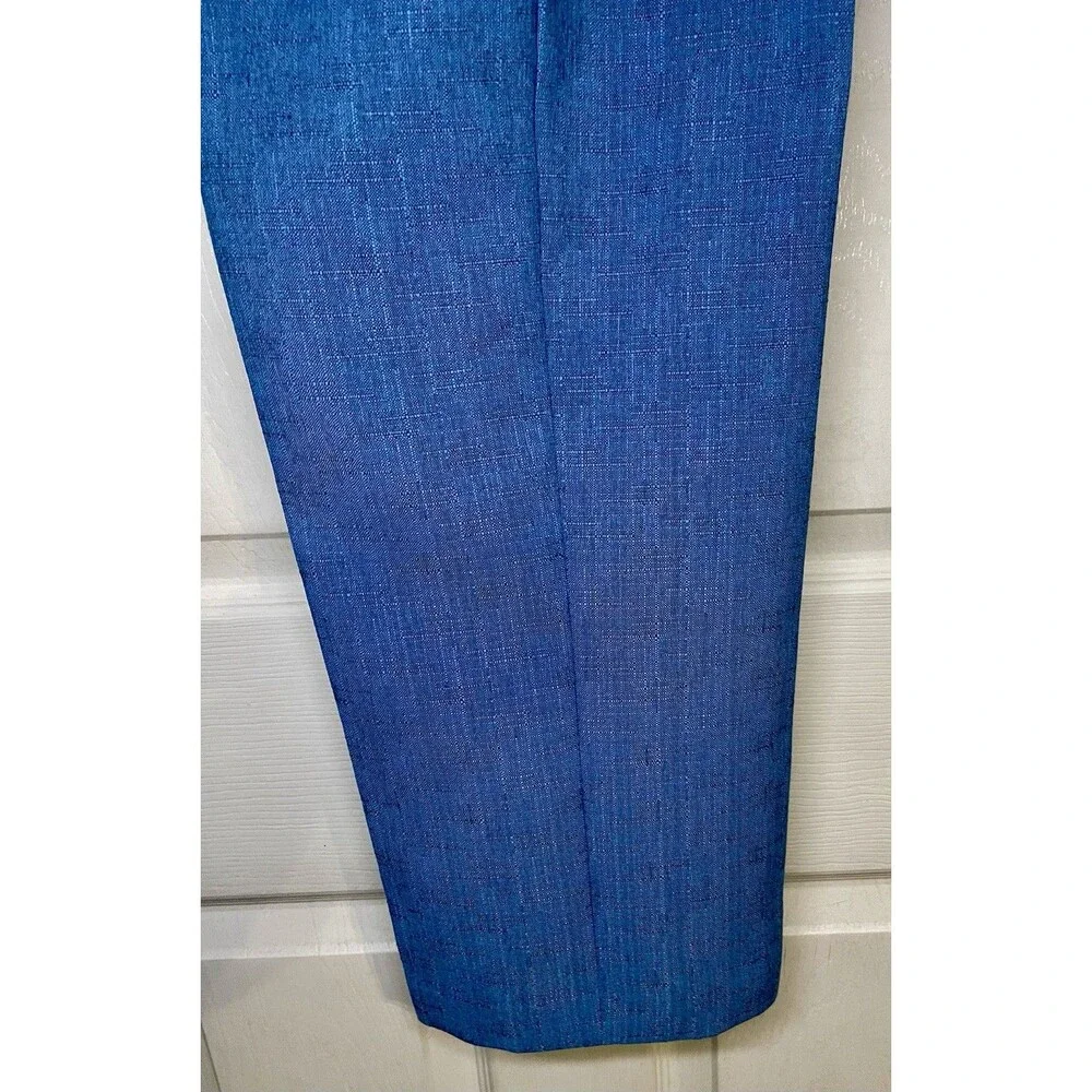 Vintage Sag Harbor Blue Sz12P 2 Piece Pant Set Button Short Sleeve Jacket